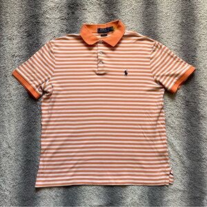 Polo by Ralph Lauren Orange & White Striped Polo Shirt Men’s Small Classic Fit